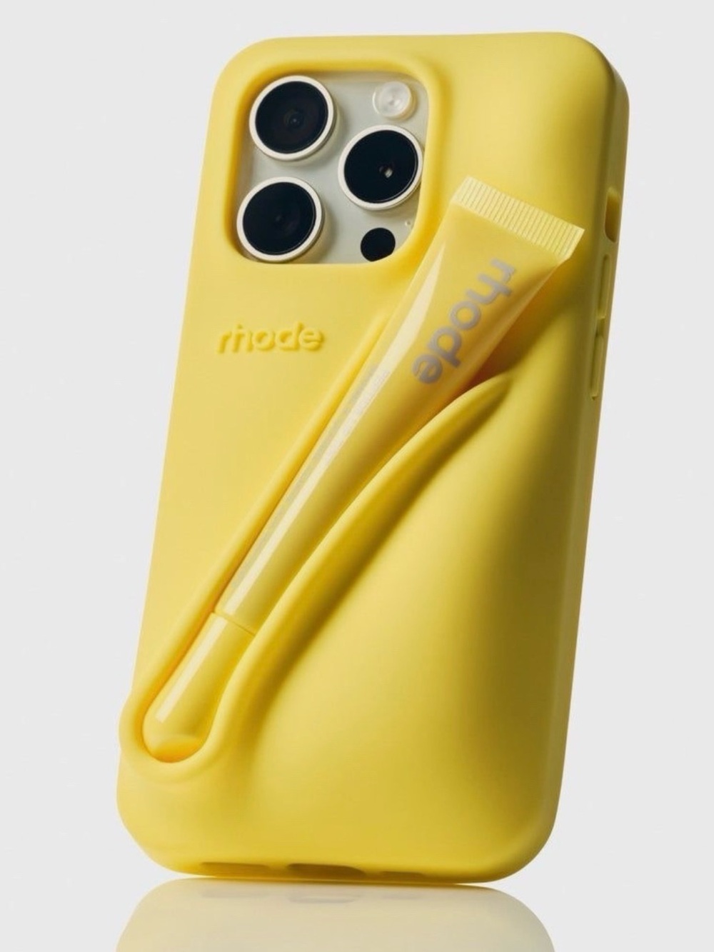 LNIB rhode iPhone 13 Pro Lemontini Peptide Lip Holder Silky Silicone Case
